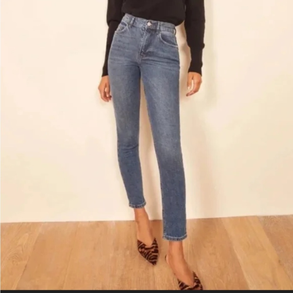 Brand New!! Reformation Harper High Rise Classic Blue Skinny Jeans in Destin